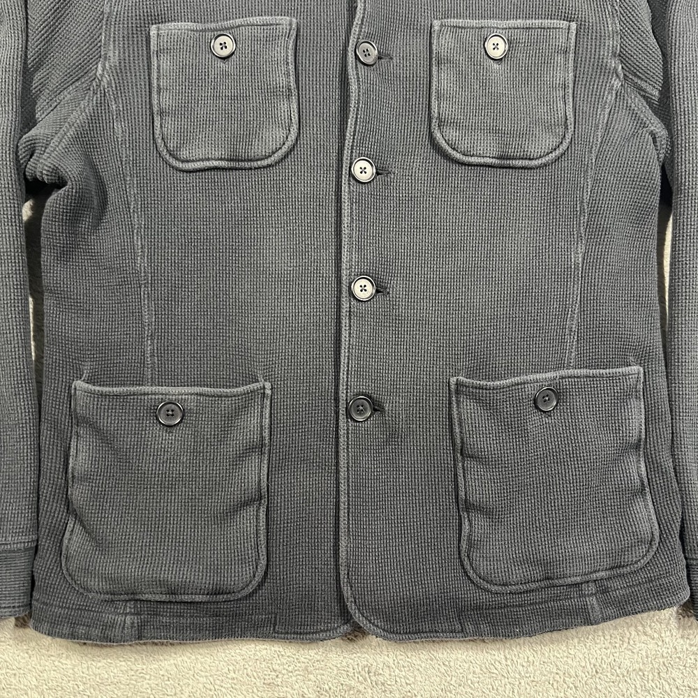 John Varvatos Waffle Knit Chore Jacket Mens Large Fleece Linner Elbow Patches - Picture 2 of 14